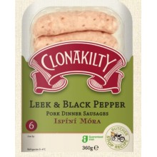 CLONAKILTY LEEK & BLACK PEPPER PORK DINNER SAUSAGES 360G