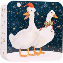F/HOUSE BISCUITS EMBOSSED GEESE SQUARE TIN 400G