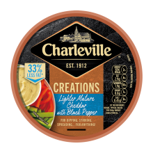 CHARVILLE CREATIONS LIGHTER MATURE CHEDDAR & BLACK PEPPER  125G